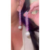 14MM Pearl Trilliant Pink Sapphire Statement Earrings