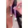 14MM Pearl Trilliant Pink Sapphire Statement Earrings