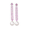 14MM Pearl Trilliant Pink Sapphire Statement Earrings