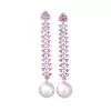 14MM Pearl Trilliant Pink Sapphire Statement Earrings