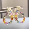 24ctw Emerald Cut Rainbow Sapphire Statement Earrings