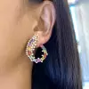 24ctw Emerald Cut Rainbow Sapphire Statement Earrings