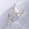 14ctw Allover Set Baguette Cut Crescent Hoop Earrings