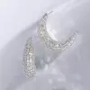 14ctw Allover Set Baguette Cut Crescent Hoop Earrings