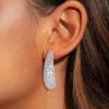 14ctw Allover Set Baguette Cut Crescent Hoop Earrings