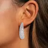 14ctw Allover Set Baguette Cut Crescent Hoop Earrings