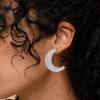 14ctw Allover Set Baguette Cut Crescent Hoop Earrings