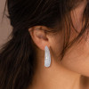 14ctw Allover Set Baguette Cut Crescent Hoop Earrings