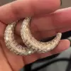 14ctw Allover Set Baguette Cut Crescent Hoop Earrings