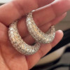 14ctw Allover Set Baguette Cut Crescent Hoop Earrings