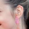 21ctw Baguette Cut Pink Sapphire Statement Hoop Earrings