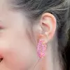 21ctw Baguette Cut Pink Sapphire Statement Hoop Earrings