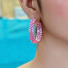 21ctw Baguette Cut Pink Sapphire Statement Hoop Earrings