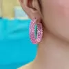 21ctw Baguette Cut Pink Sapphire Statement Hoop Earrings