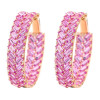 21ctw Baguette Cut Pink Sapphire Statement Hoop Earrings