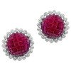 26ctw Invisibly-Set Ruby Halo Vintage Clip Earrings