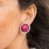 26ctw Invisibly-Set Ruby Halo Vintage Clip Earrings
