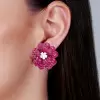 49ctw Invisibly-Set Ruby Flower Statement Earrings