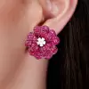 49ctw Invisibly-Set Ruby Flower Statement Earrings