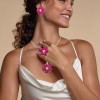 Invisible-set Ruby Flower Three-Piece Vintage Jewelry Set