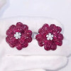 Invisible-set Ruby Flower Three-Piece Vintage Jewelry Set