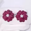 49ctw Invisibly-Set Ruby Flower Statement Earrings