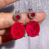 20ctw Oval Cut Ruby Classic Drop Earrings