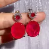 20ctw Oval Cut Ruby Classic Drop Earrings