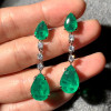25ctw Pear Cut Emerald Drop Earrings