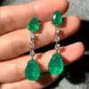 25ctw Pear Cut Emerald Drop Earrings