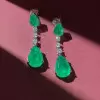 25ctw Pear Cut Emerald Drop Earrings