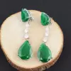 25ctw Pear Cut Emerald Drop Earrings