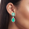 20ctw Pear Cut Emerald and White Sapphire Drop Earrings
