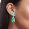 20ctw Pear Cut Emerald and White Sapphire Drop Earrings