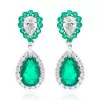 20ctw Pear Cut Emerald and White Sapphire Drop Earrings