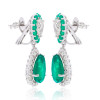 20ctw Pear Cut Emerald and White Sapphire Drop Earrings
