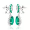 20ctw Pear Cut Emerald and White Sapphire Drop Earrings