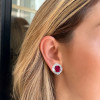 12ctw Cushion Cut Ruby Halo Clip Earrings