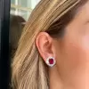12ctw Cushion Cut Ruby Halo Clip Earrings