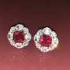 12ctw Cushion Cut Ruby Halo Clip Earrings