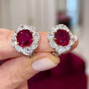 12ctw Cushion Cut Ruby Halo Clip Earrings