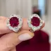 12ctw Cushion Cut Ruby Halo Clip Earrings