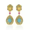 28ctw Oval Cut Turquoise Bohemian Style Drop Earrings