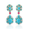 28ctw Oval Cut Turquoise Bohemian Style Drop Earrings