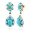28ctw Oval Cut Turquoise Bohemian Style Drop Earrings