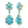 28ctw Oval Cut Turquoise Bohemian Style Drop Earrings