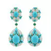 28ctw Oval Cut Turquoise Bohemian Style Drop Earrings
