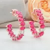 16ctw Pear Cut Ruby Huggie Hoop Earrings