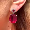 20ctw Oval Cut Ruby Classic Drop Earrings