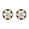 5.5ctw Round Cut Hexagon Enamel Vintage Stud Earrings